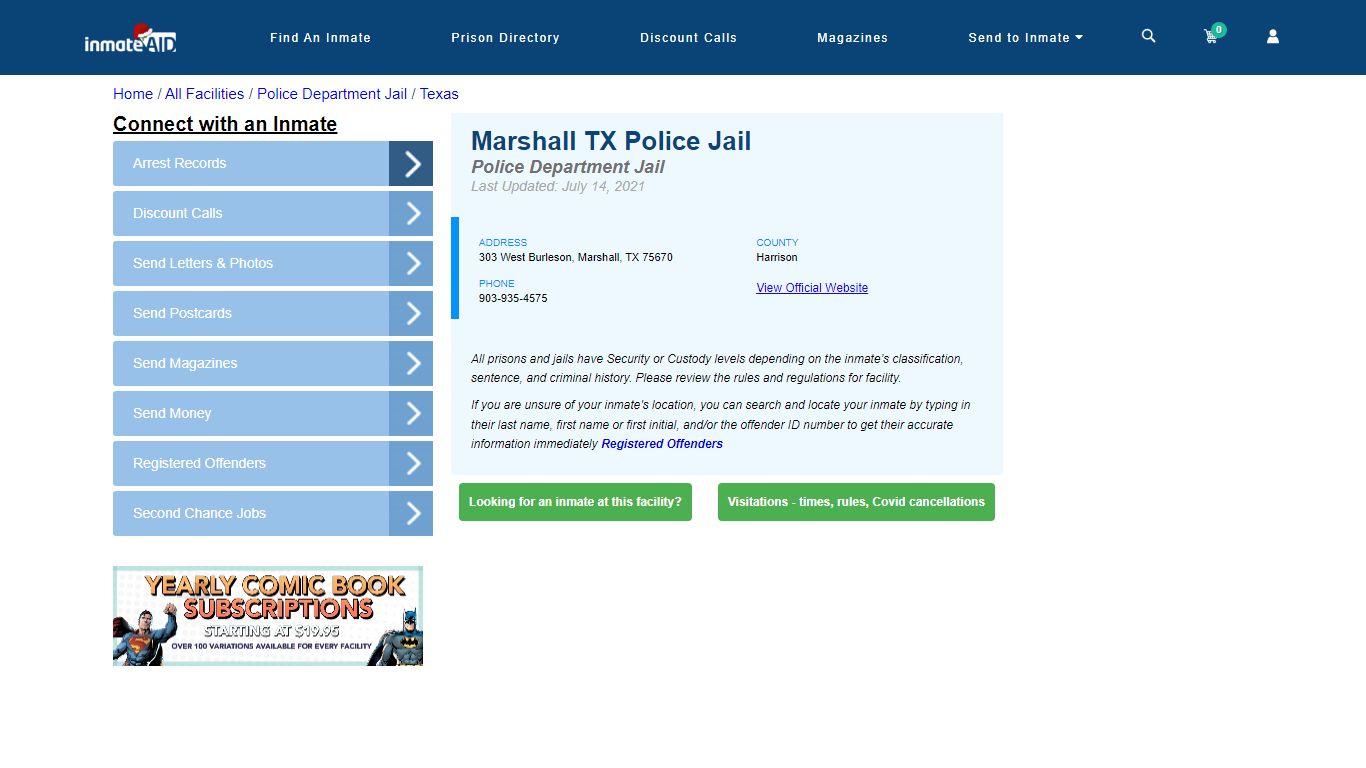 Marshall TX Police Jail & Inmate Search - Marshall, TX